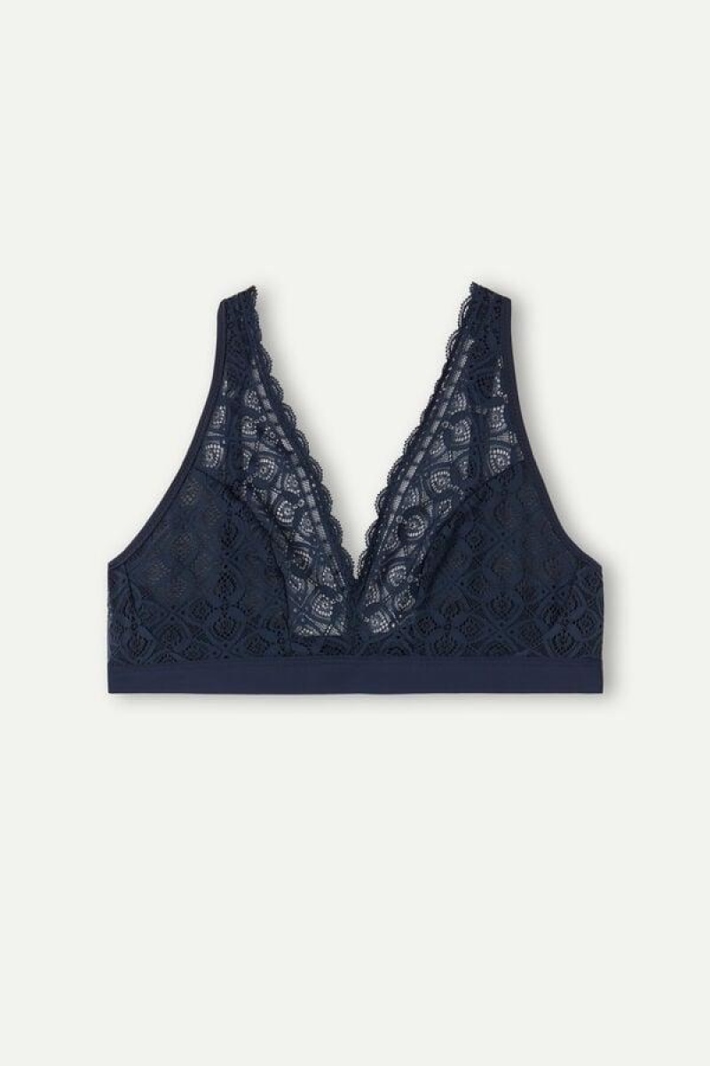 Intimissimi Lara Triangle in Lace Women's Bras Blue | USA 1169WYF