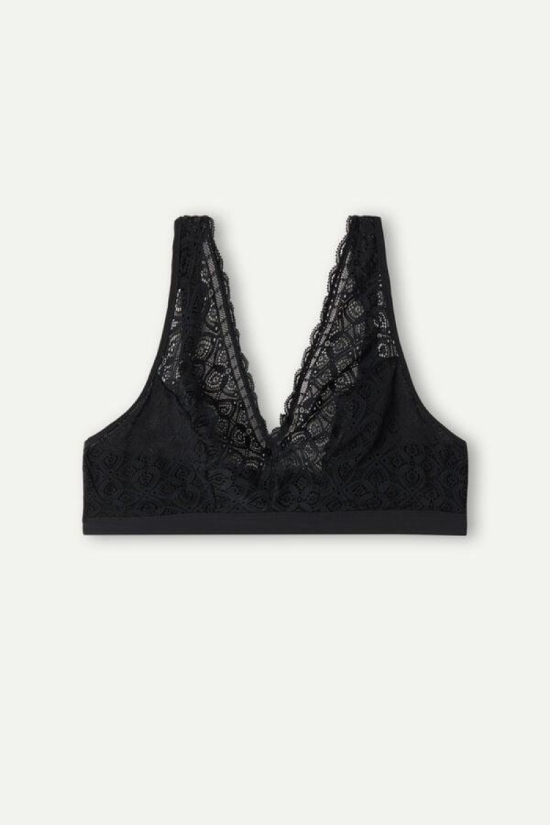 Intimissimi Lara Triangle in Lace Women's Bras Black | USA 1405RWH