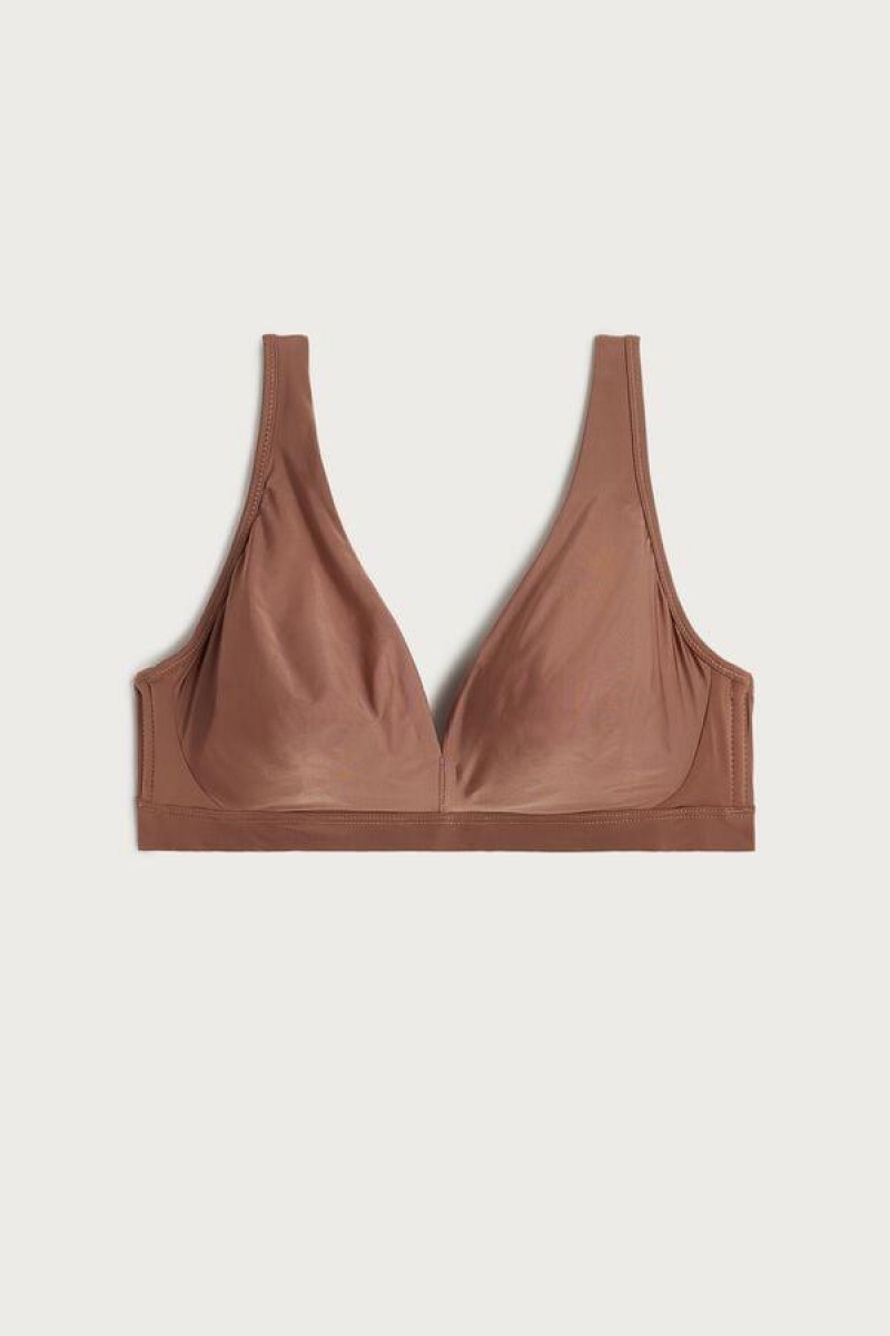 Intimissimi Lara Ultralight Microfiber Triangle Women's Bras Dark Beige | USA 1436ORX