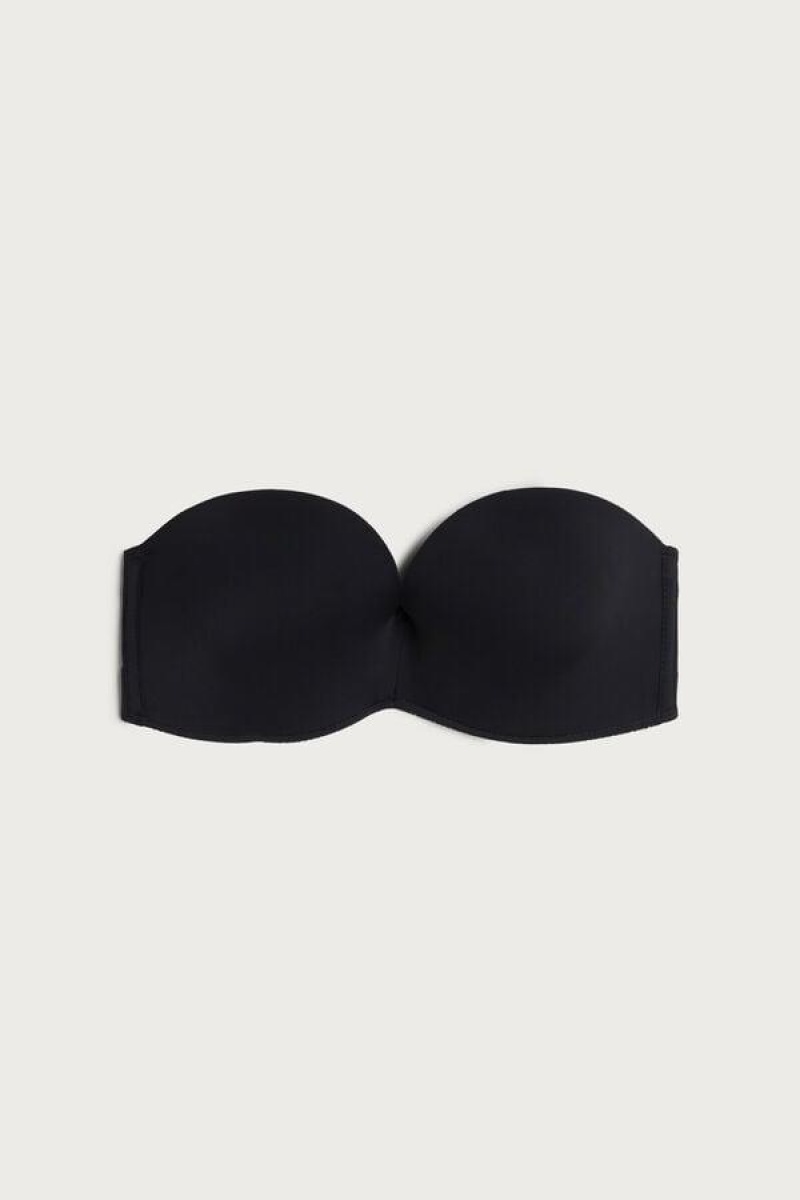 Intimissimi Laura Microfiber Bandeau Women's Bras Black | USA 1228ORX