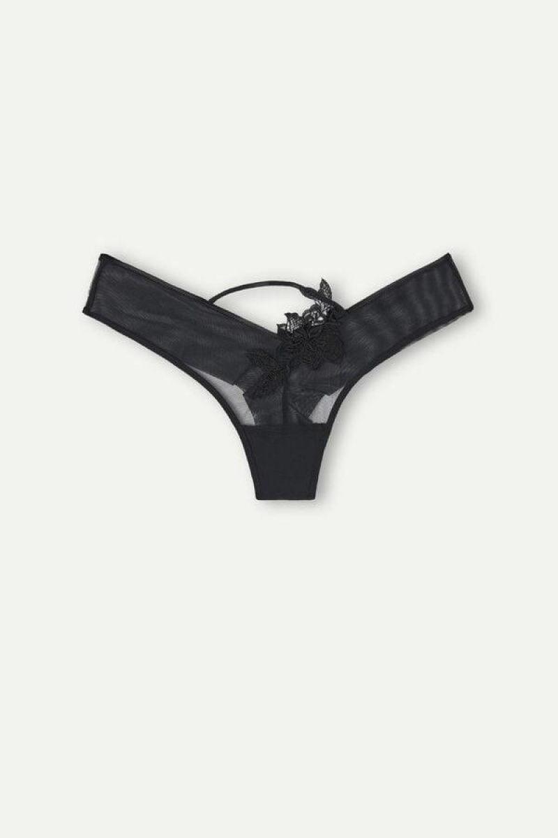 Intimissimi Layers of Lust ‘80s Style Brazilian Women's Panties Black | USA 2503TVC