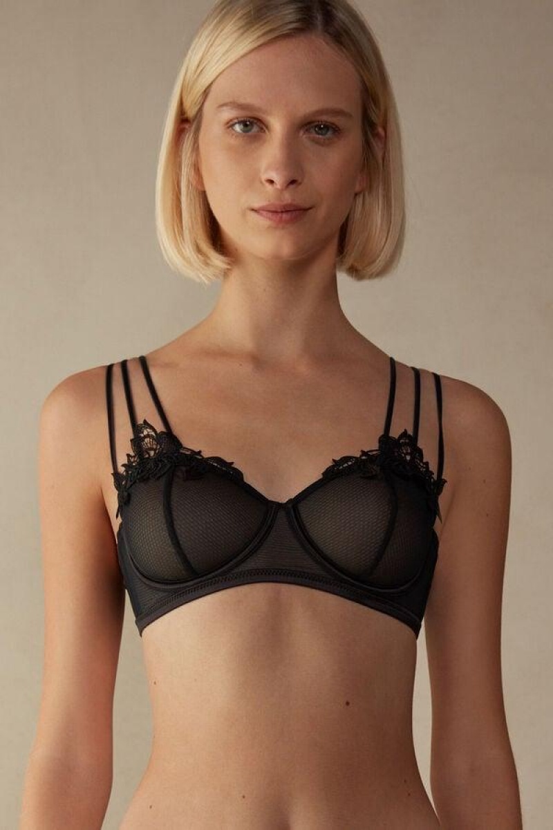 Intimissimi Layers of Lust Balconette Women\'s Bras Black | USA 1047PQC