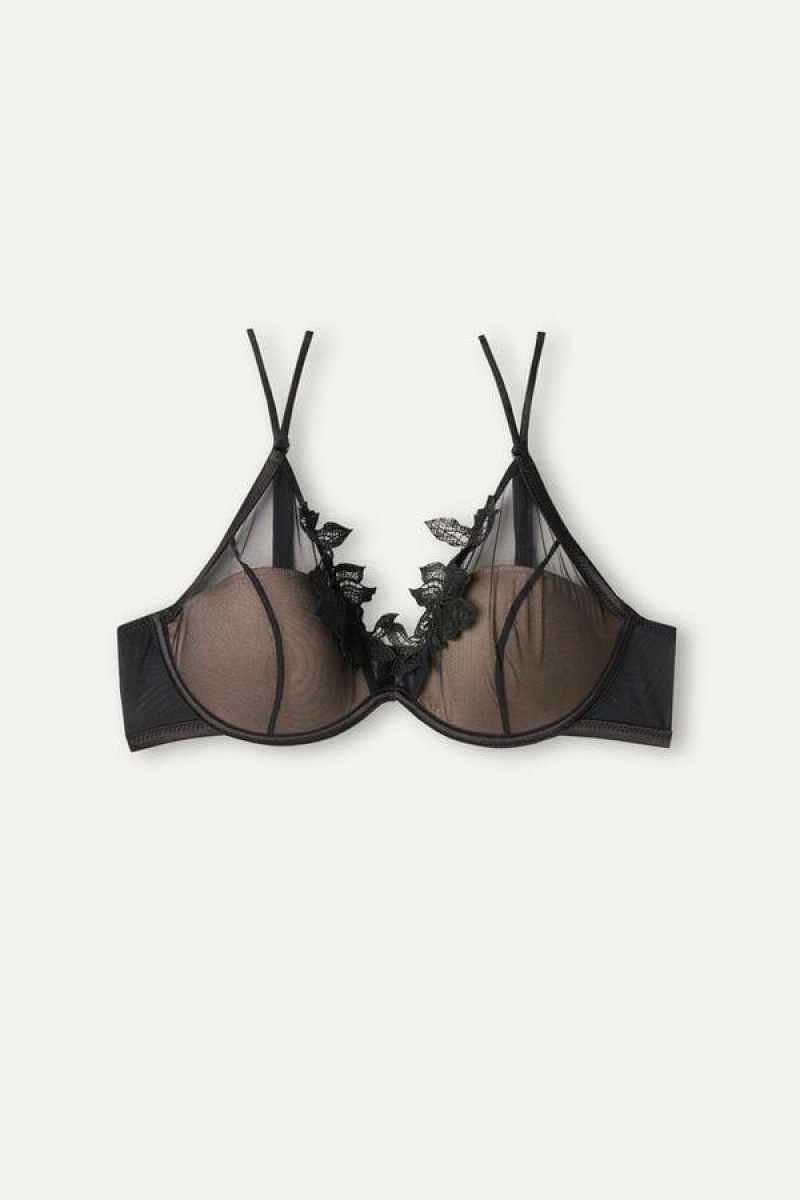 Intimissimi Layers of Lust Elena Balconette Women's Bras Black | USA 1539ISZ