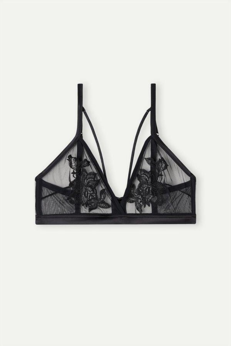 Intimissimi Layers of Lust Emma Triangle Women's Bras Black | USA 1158JJE