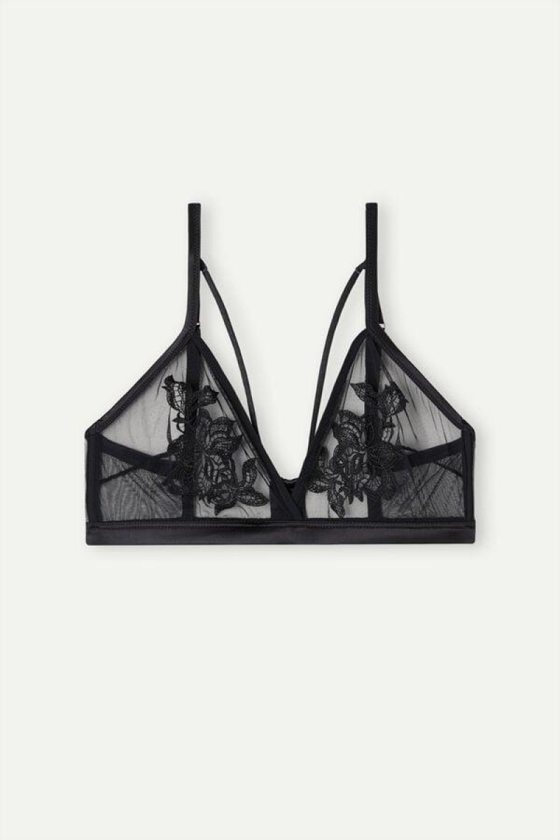 Intimissimi Layers of Lust Emma Triangle Women's Bras Black | USA 1385PQC