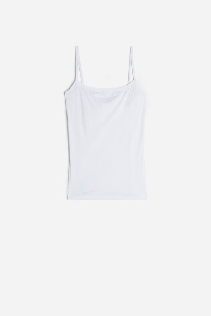 Intimissimi Light Microfiber Cami Women's Tank Top White | USA 1665RWH