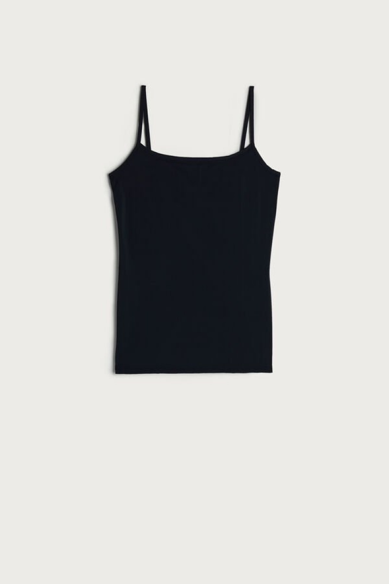 Intimissimi Light Microfiber Cami Women's Tank Top Black | USA 1666TVJ