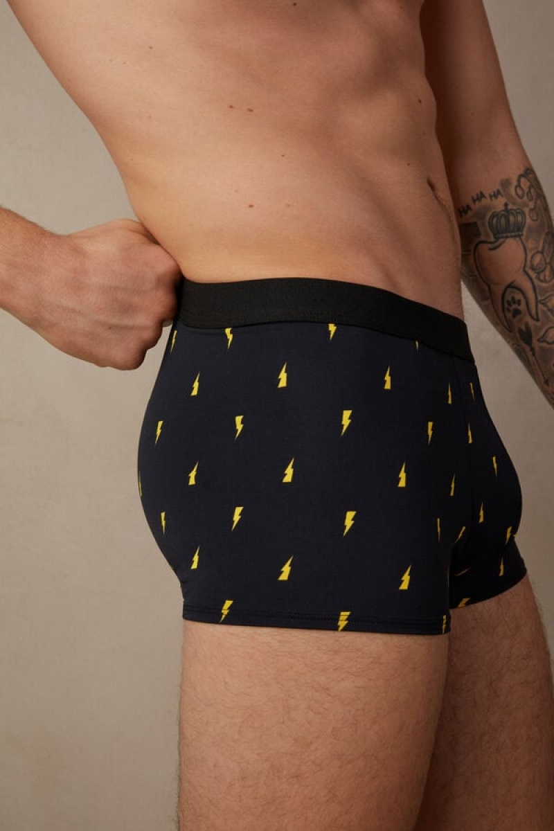 Intimissimi Lightning Bolt in Microfiber Men's Boxer Black | USA 2655WYK