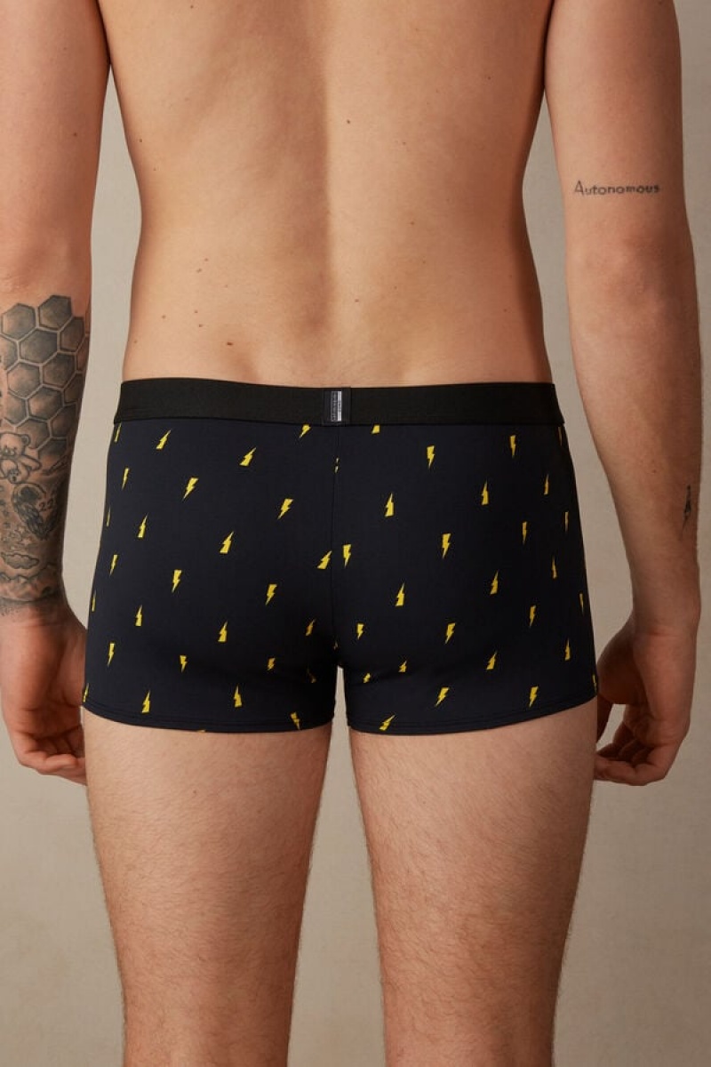 Intimissimi Lightning Bolt in Microfiber Men's Boxer Black | USA 2655WYK