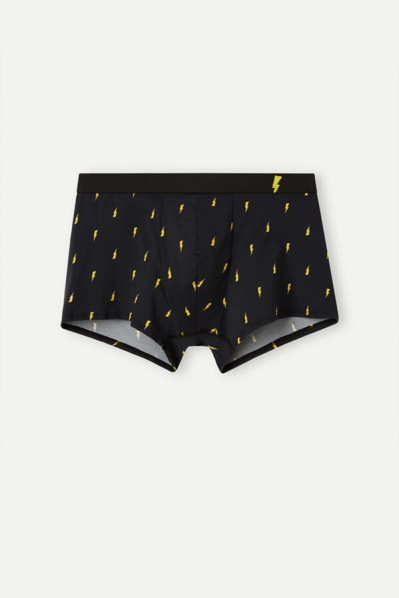 Intimissimi Lightning Bolt in Microfiber Men's Boxer Black | USA 2655WYK