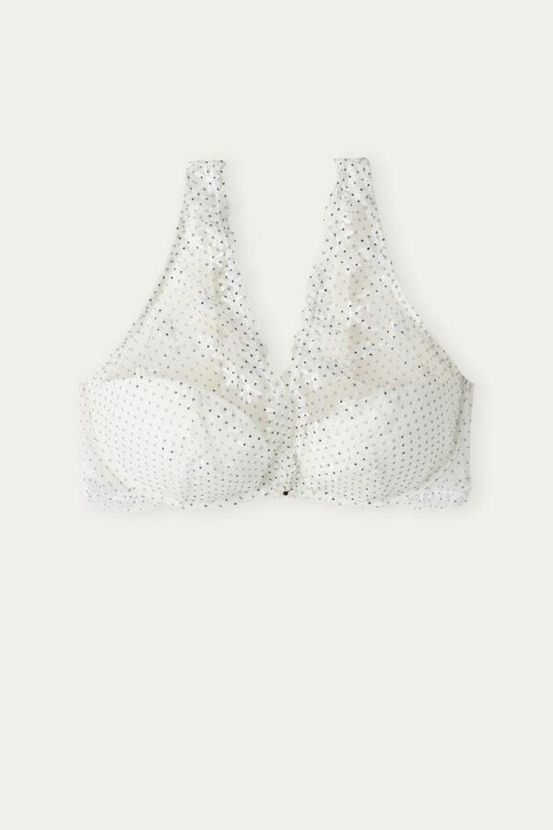 Intimissimi Little Pleasures Giorgia Balconette Women's Bras White / Black | USA 1239ZGY