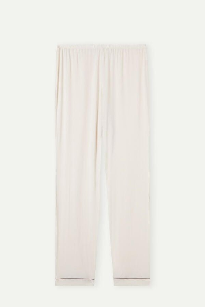 Intimissimi Long Micromodal Trousers Women's Pajamas Light Yellow White | USA 2007ISZ