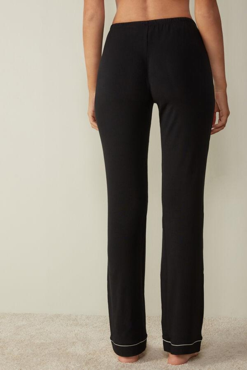 Intimissimi Long Micromodal Trousers Women's Pajamas Black | USA 2014GLQ