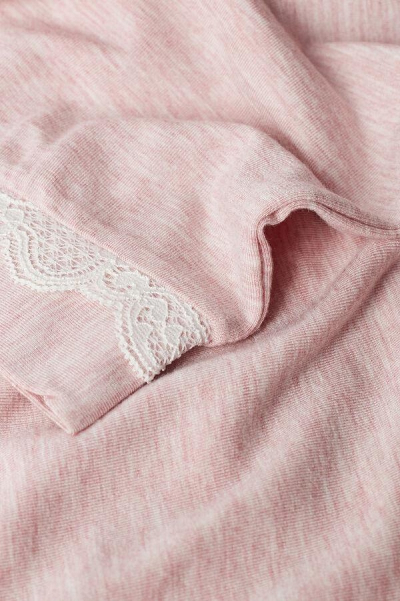 Intimissimi Long Modal Lace Detail Trousers Women's Pajamas Light Pink | USA 2009PQC