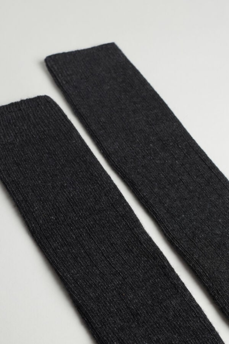 Intimissimi Long Ribbed in Cashmere and Wool Men's Socks Dark Grey | USA 2780QZD