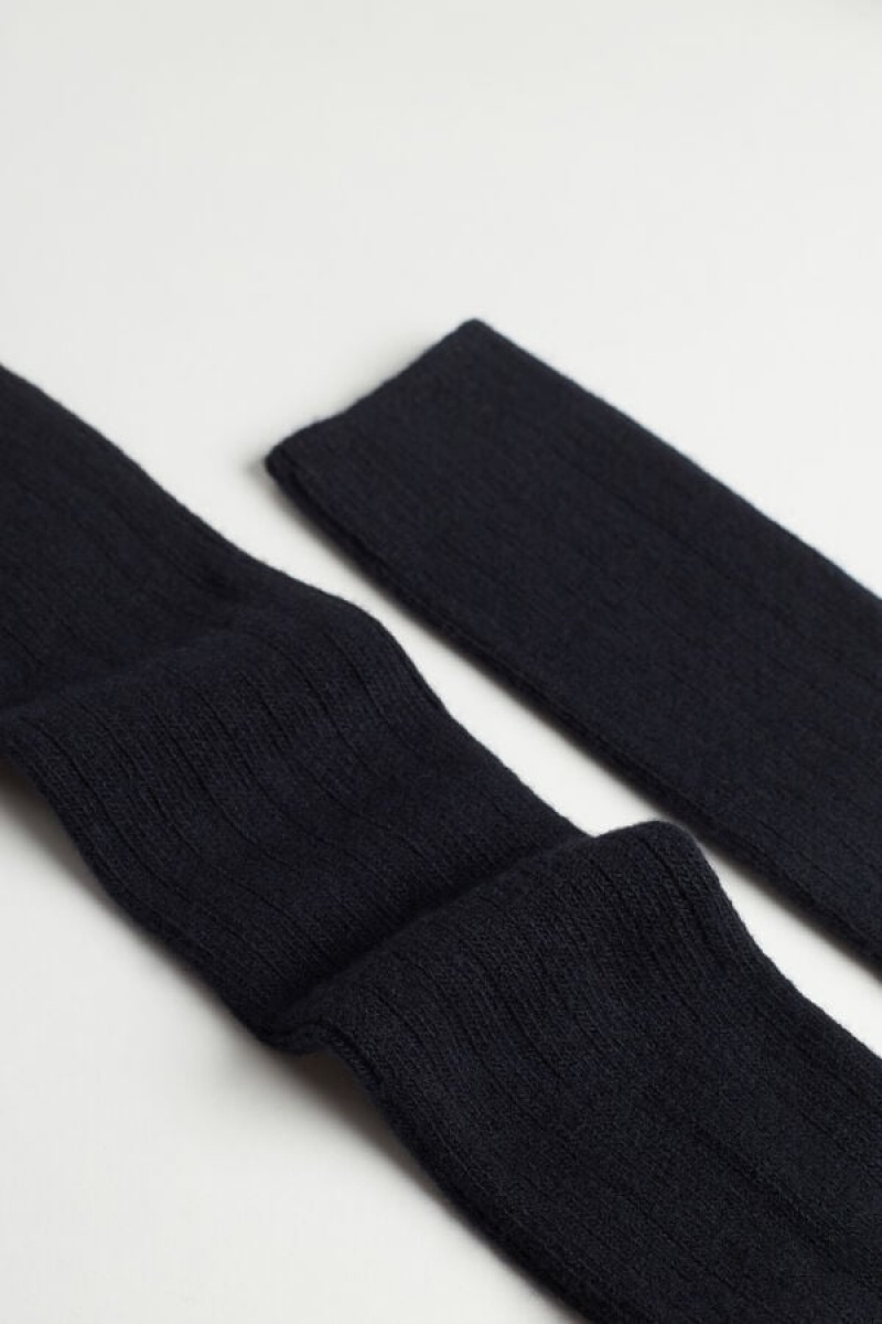 Intimissimi Long Ribbed in Cashmere and Wool Men's Socks Blue | USA 2782NBG