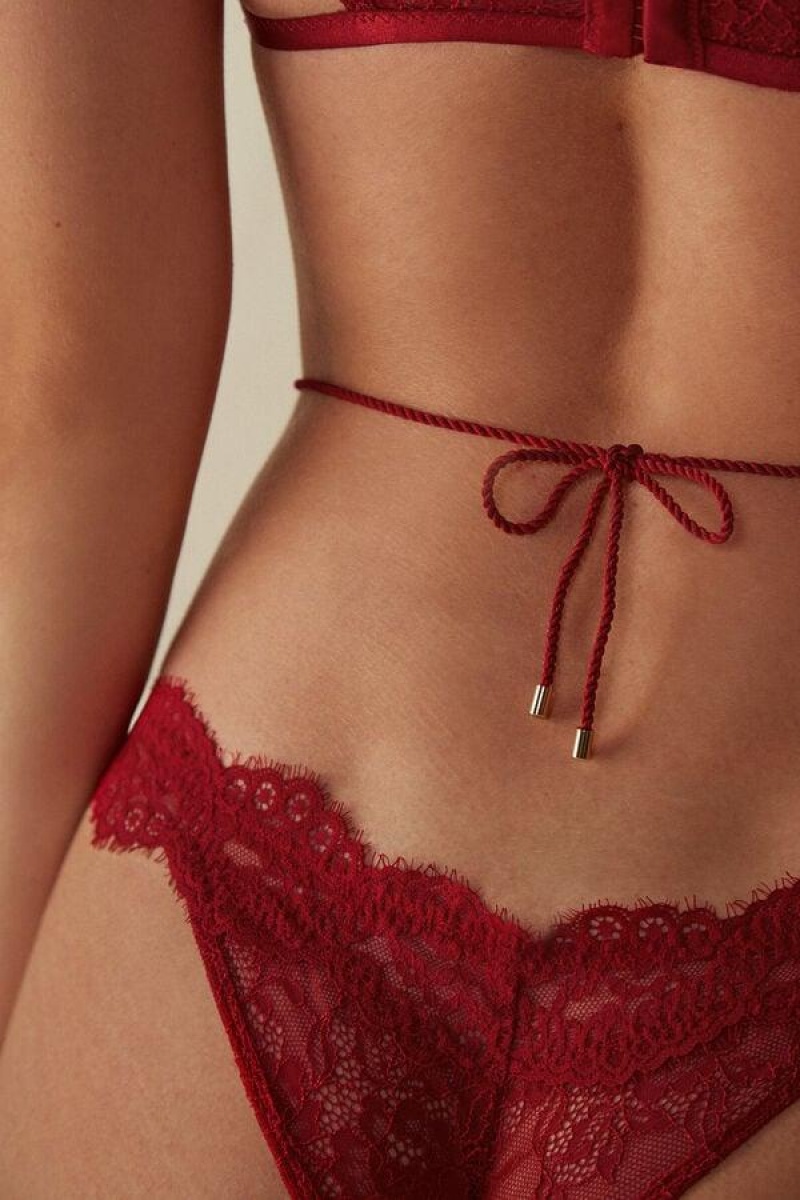 Intimissimi Loosen Heartstrings ‘80s Style Brazilian Women's Panties Red | USA 2509NBW