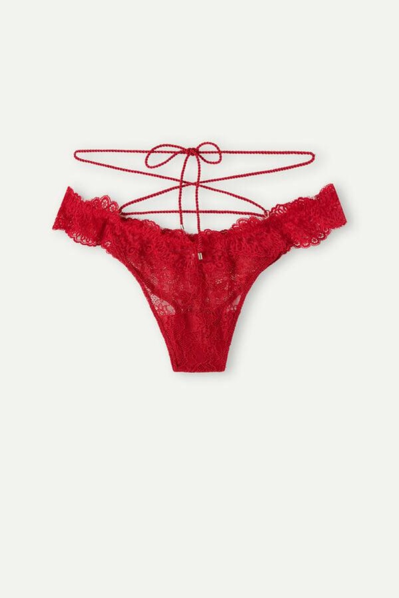 Intimissimi Loosen Heartstrings ‘80s Style Brazilian Women's Panties Red | USA 2509NBW