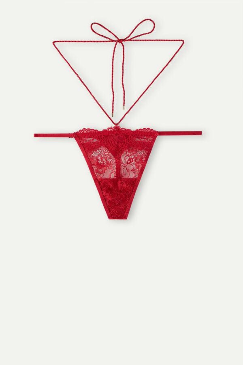 Intimissimi Loosen Heartstrings String Thong Women's Panties Red | USA 2273FMM