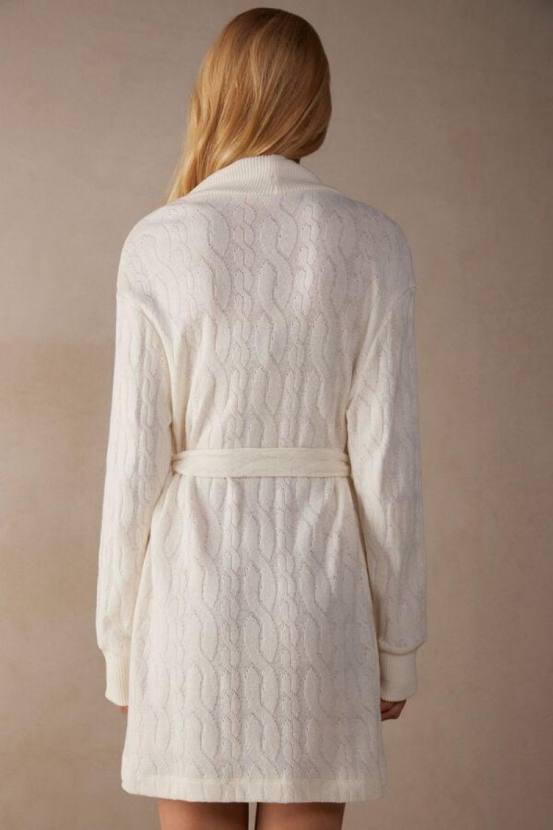 Intimissimi Lost in Fields Braided Robe Women's Pajamas White | USA 2196GLQ