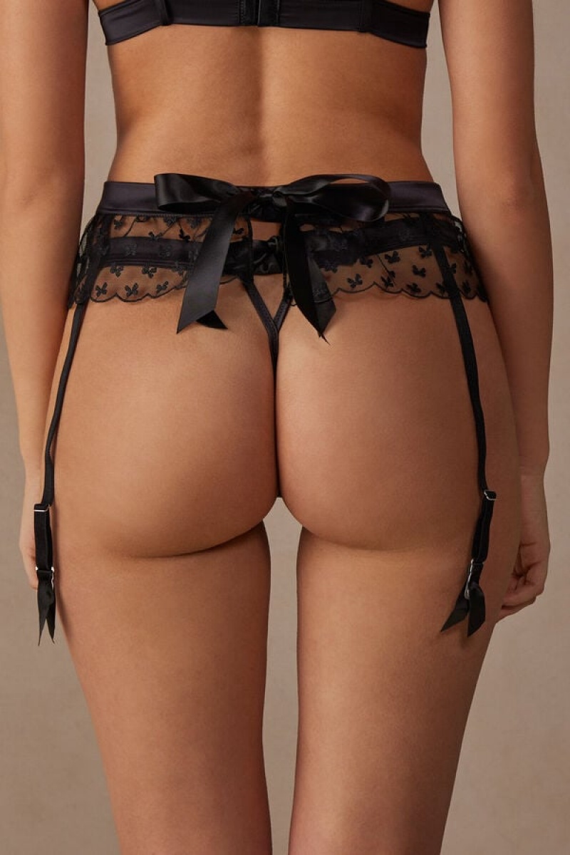 Intimissimi Love Cadeau Garter Belt Women's Lingerie Black | USA 1900TVJ