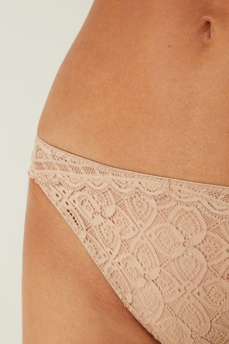 Intimissimi Low Rise Lace Women's Panties Beige | USA 2407VDR