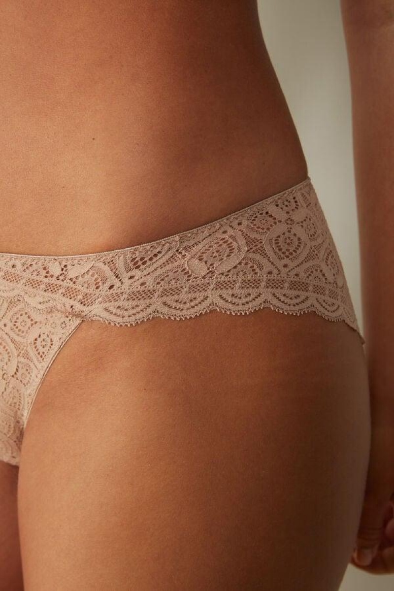 Intimissimi Low Rise Lace Women's Panties Beige | USA 2407VDR