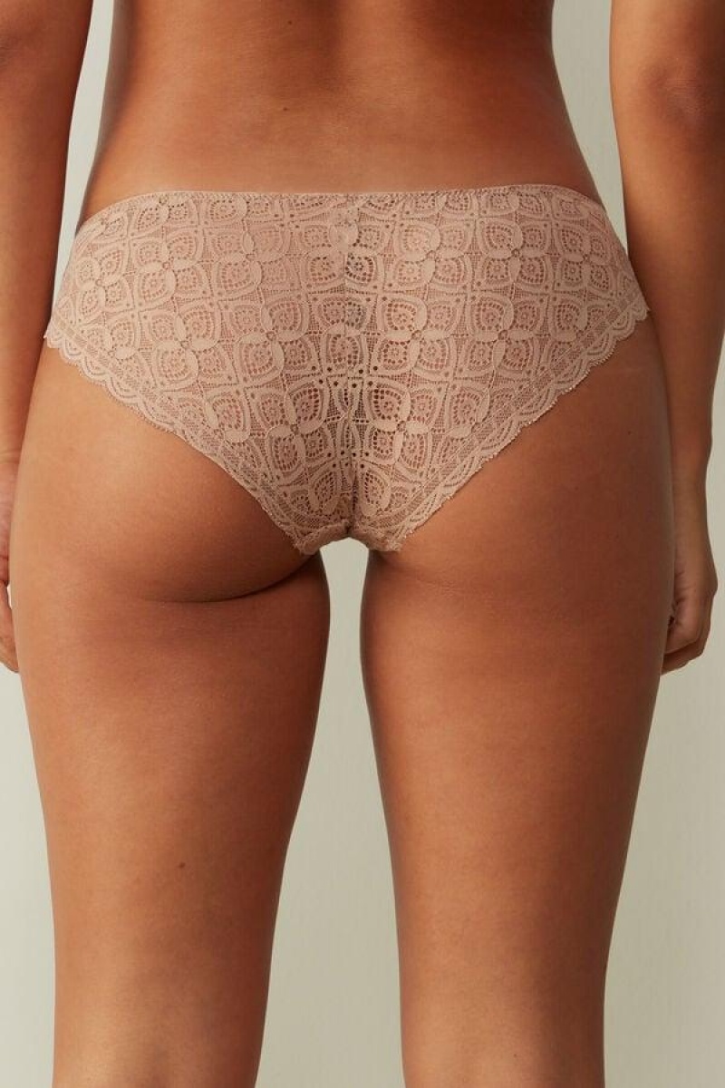 Intimissimi Low Rise Lace Women's Panties Beige | USA 2407VDR