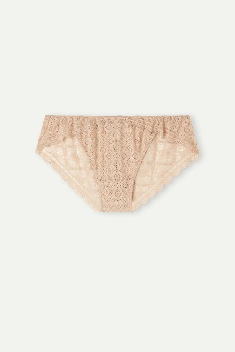 Intimissimi Low Rise Lace Women's Panties Beige | USA 2407VDR