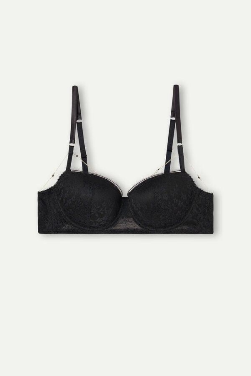 Intimissimi Luxury Treats Sofia Balconette Women's Bras Black | USA 1044UTL