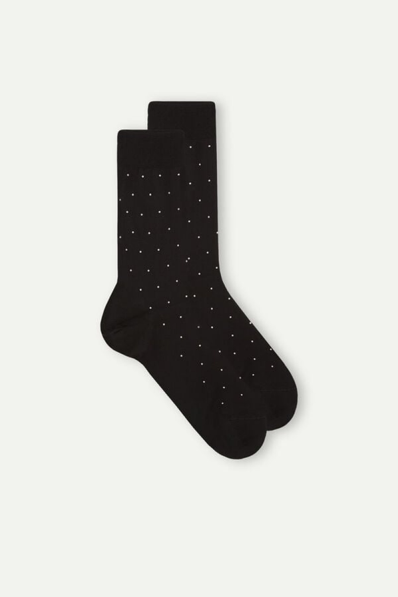 Intimissimi Men’s Short in Patterned Lisle Cotton Men\'s Socks Black | USA 2841APC