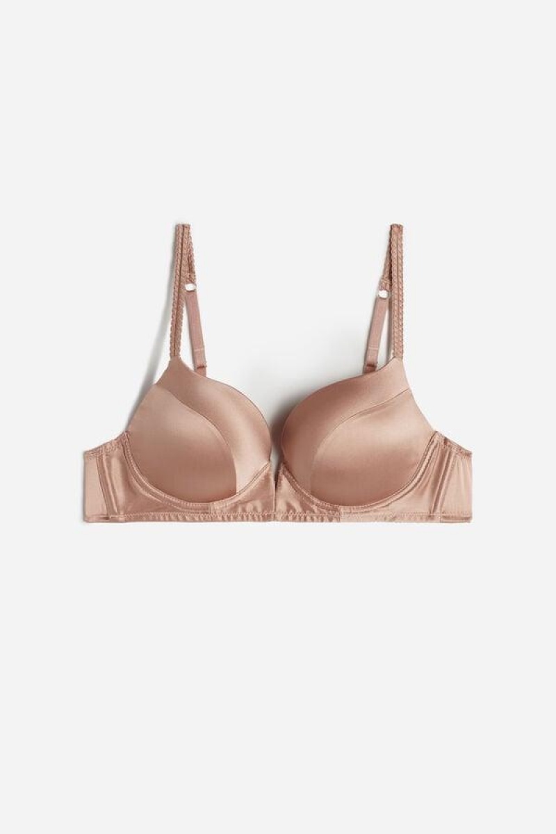 Intimissimi Mia Silk Super Push-Up Women's Bras Pink | USA 1329YUK