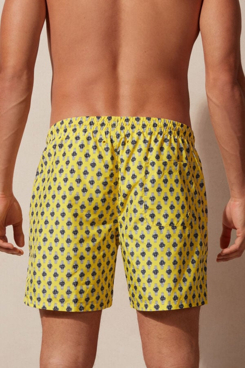 Intimissimi Micro Watch Print Men's Swim Trunks Yellow | USA 2764HKV