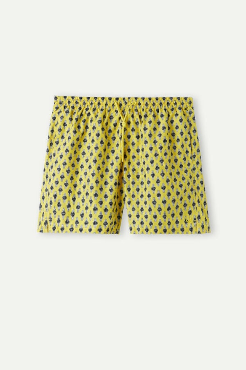 Intimissimi Micro Watch Print Men's Swim Trunks Yellow | USA 2764HKV