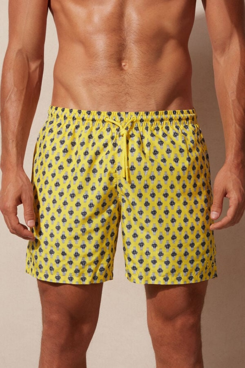 Intimissimi Micro Watch Print Men\'s Swim Trunks Yellow | USA 2764HKV