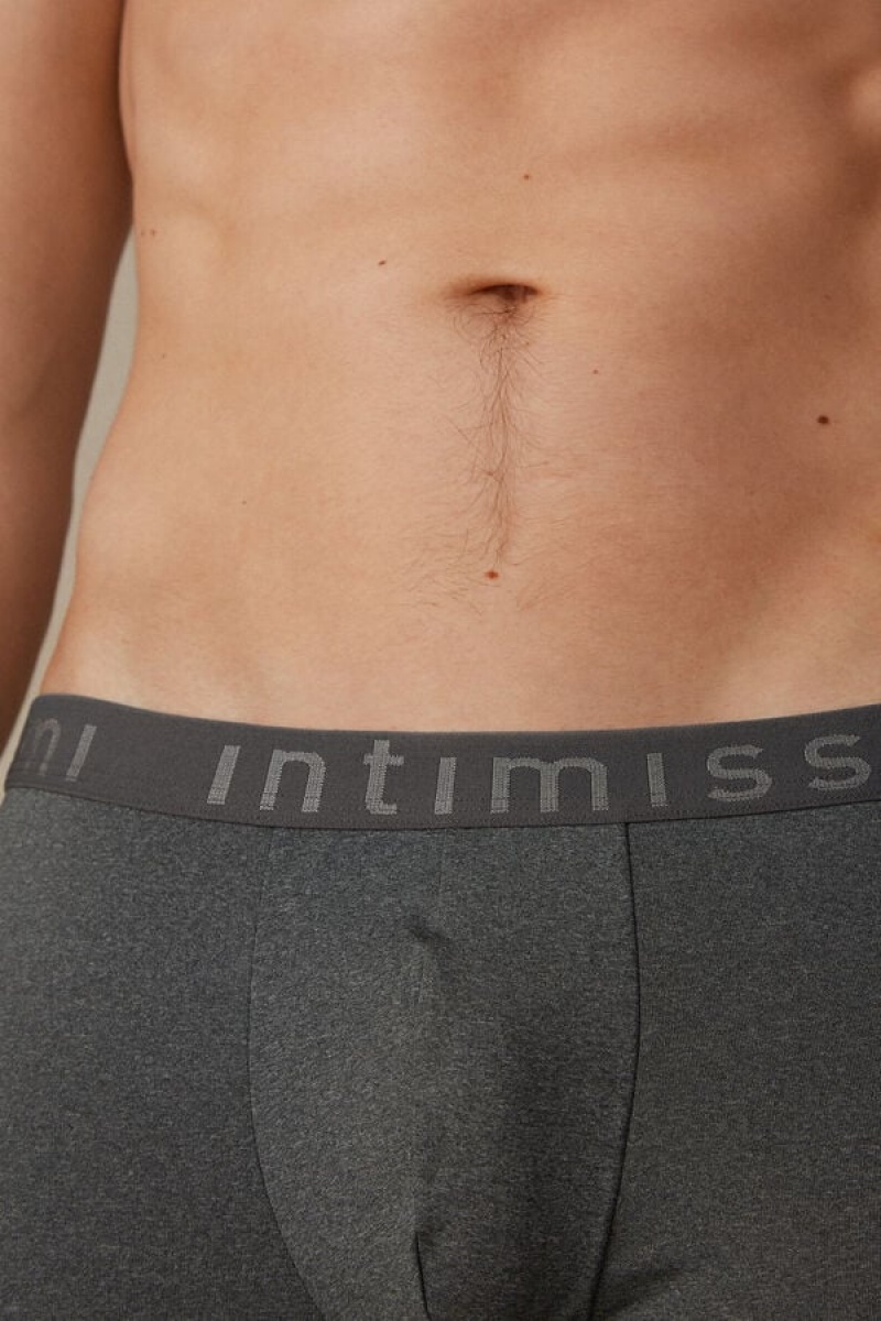 Intimissimi Microfiber Logo Shorts Men's Boxer Deep Grey | USA 2572FMD