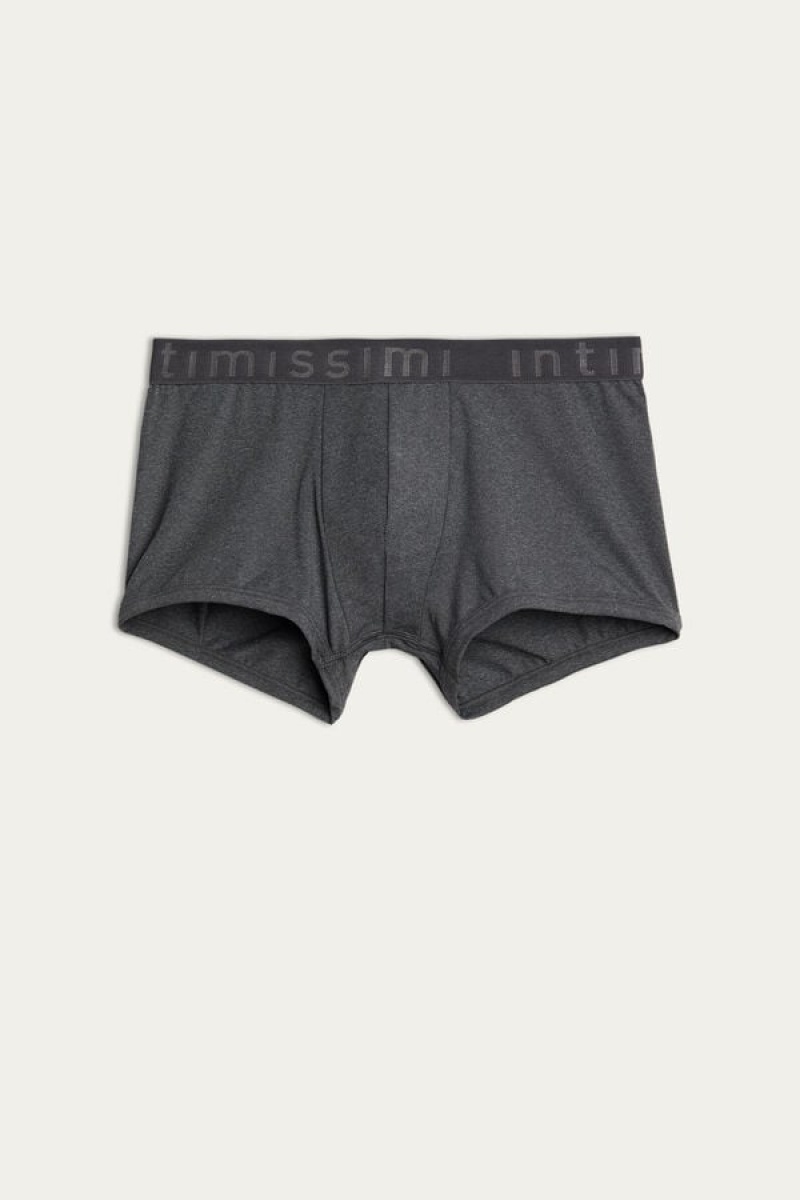 Intimissimi Microfiber Logo Shorts Men's Boxer Deep Grey | USA 2572FMD