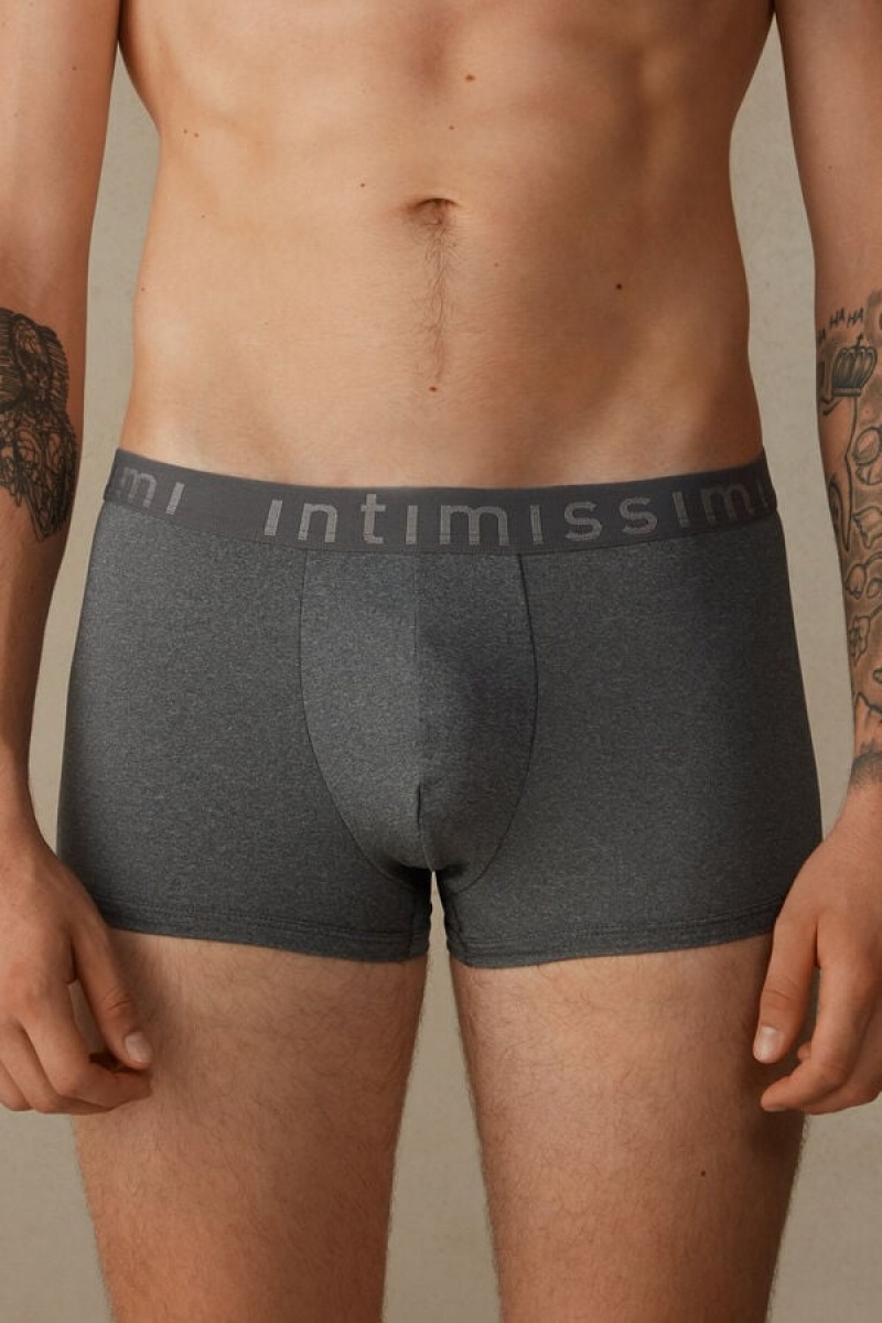 Intimissimi Microfiber Logo Shorts Men\'s Boxer Deep Grey | USA 2572FMD