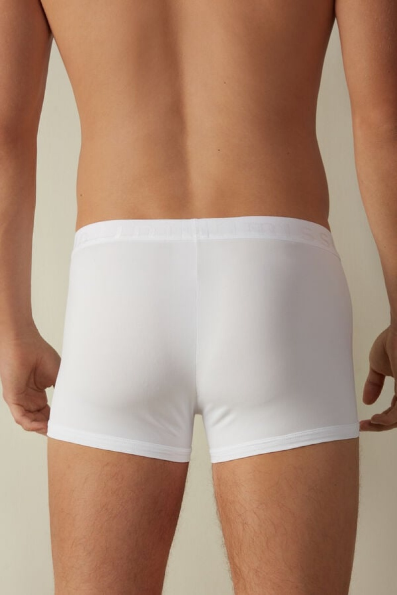 Intimissimi Microfiber Logo Shorts Men's Boxer White | USA 2584WYN