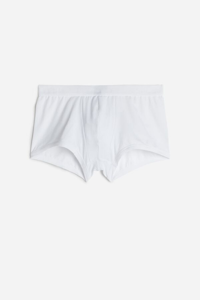 Intimissimi Microfiber Logo Shorts Men's Boxer White | USA 2584WYN