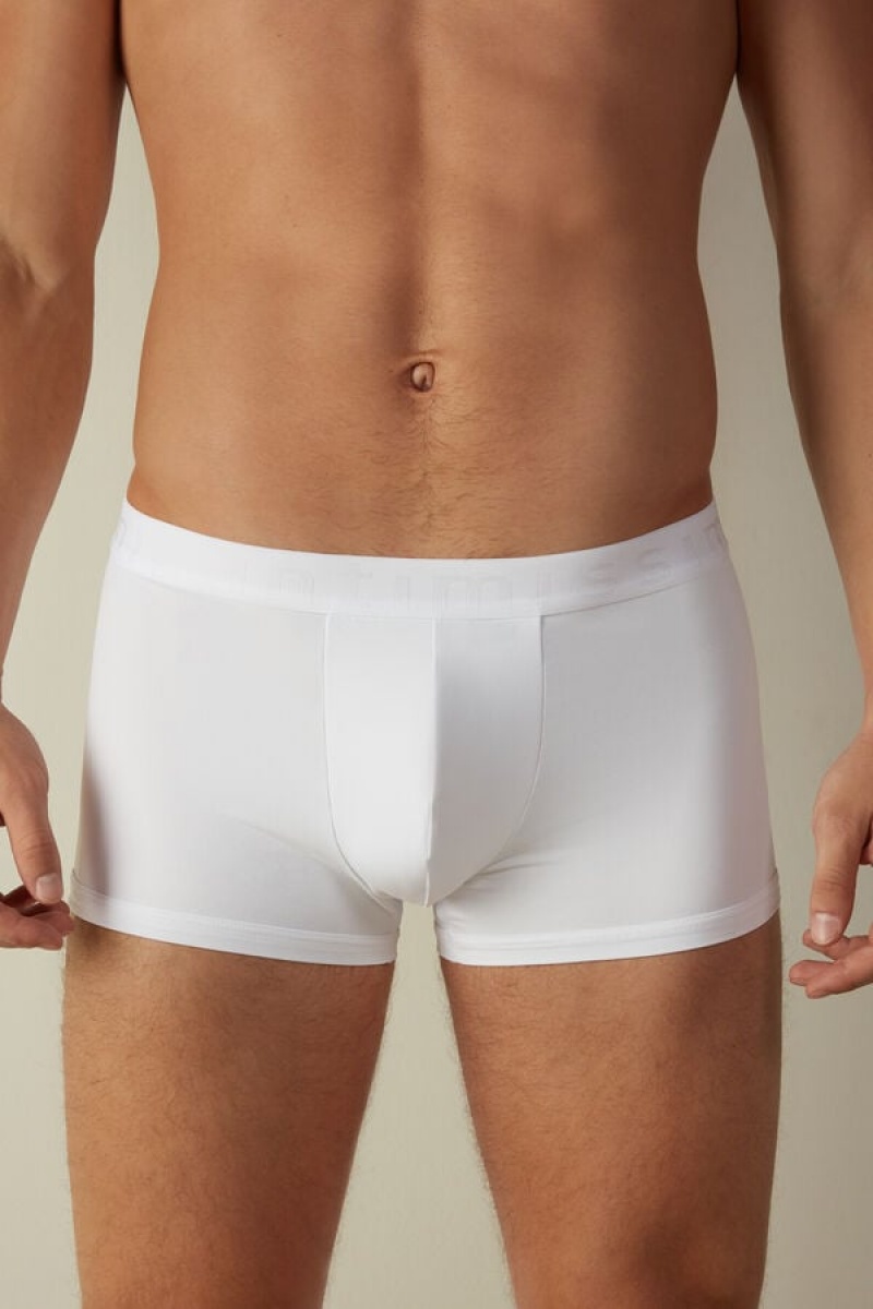 Intimissimi Microfiber Logo Shorts Men\'s Boxer White | USA 2584WYN