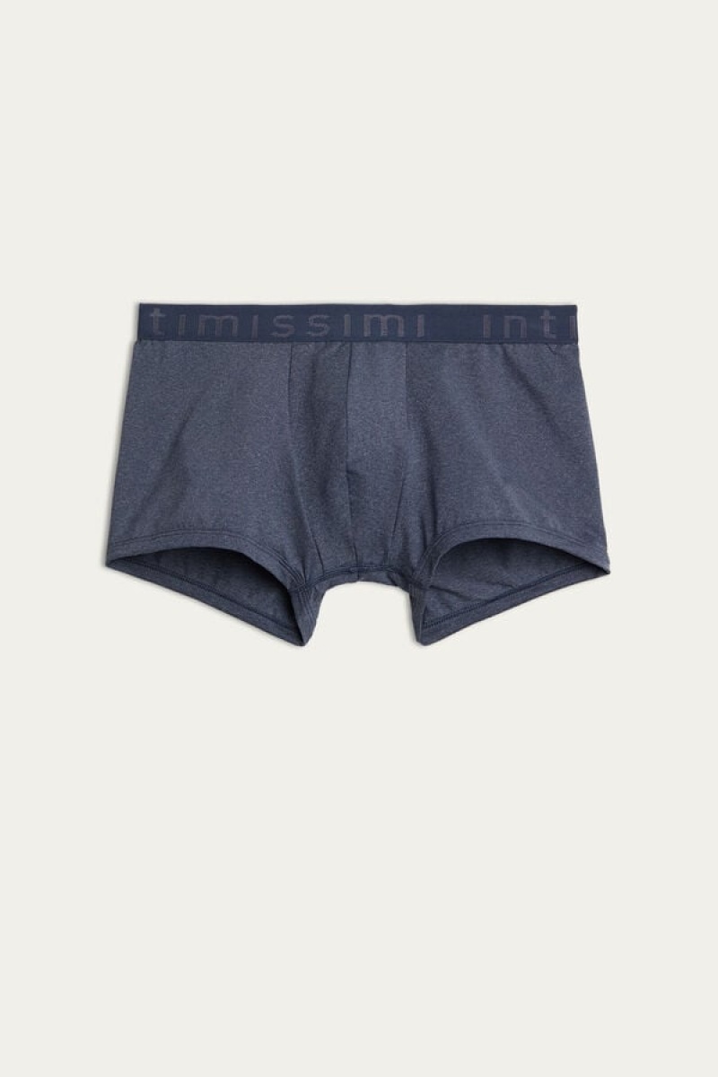 Intimissimi Microfiber Logo Shorts Men's Boxer Blue | USA 2592ZGU