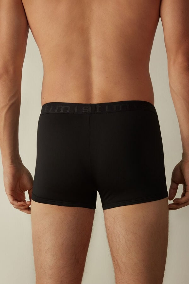 Intimissimi Microfiber Logo Shorts Men's Boxer Black | USA 2611QZM