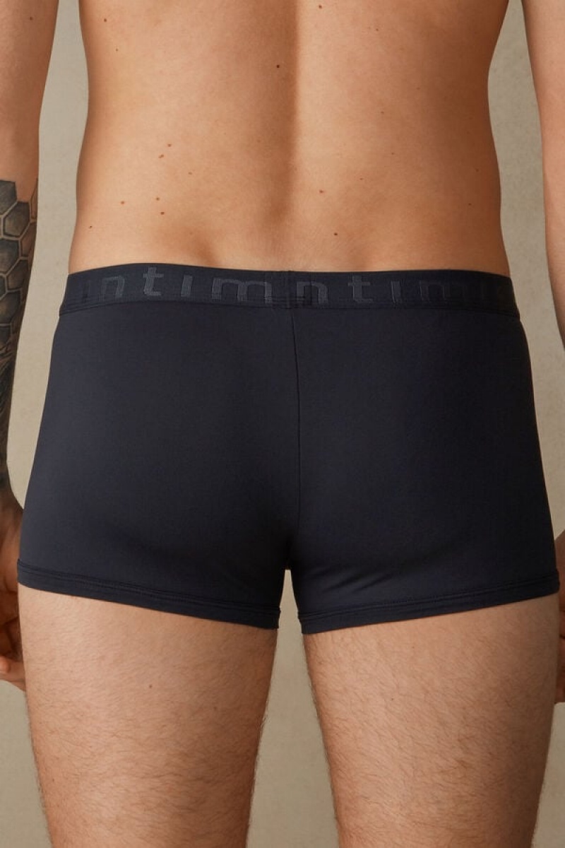 Intimissimi Microfiber Logo Shorts Men's Boxer Blue | USA 2616CET