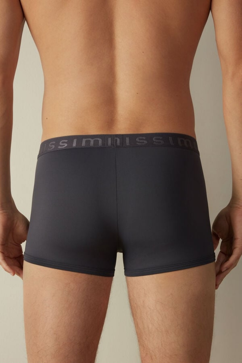 Intimissimi Microfiber Logo Shorts Men's Boxer Grey | USA 2622HKA