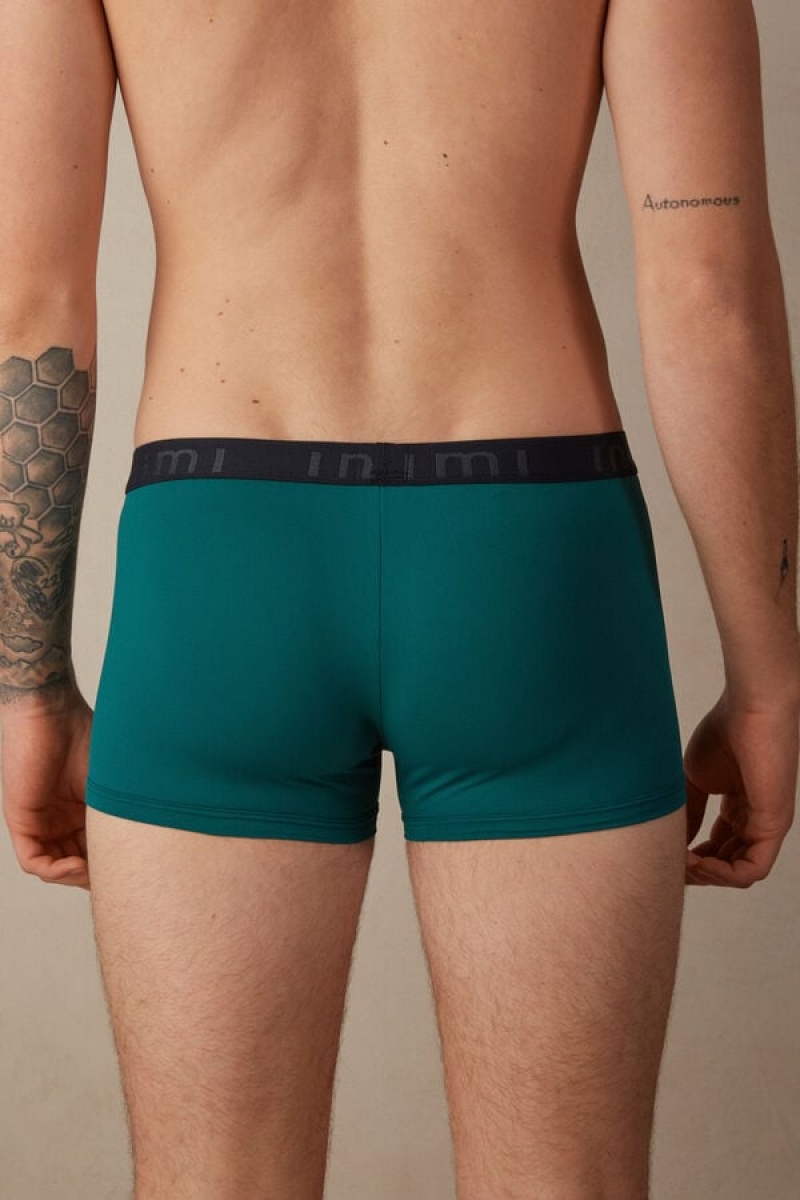 Intimissimi Microfiber Logo Shorts Men's Boxer Turquoise / Green / Blue | USA 2643FMY