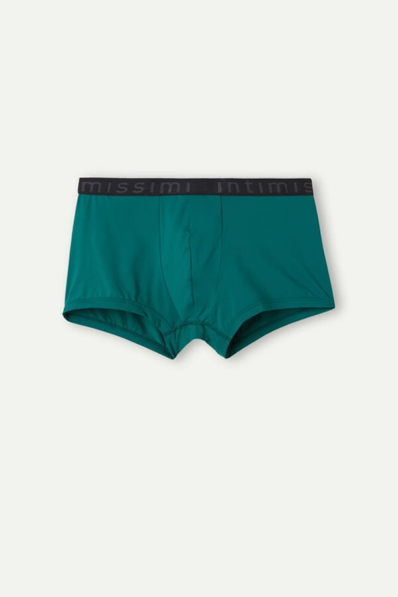 Intimissimi Microfiber Logo Shorts Men's Boxer Turquoise / Green / Blue | USA 2643FMY