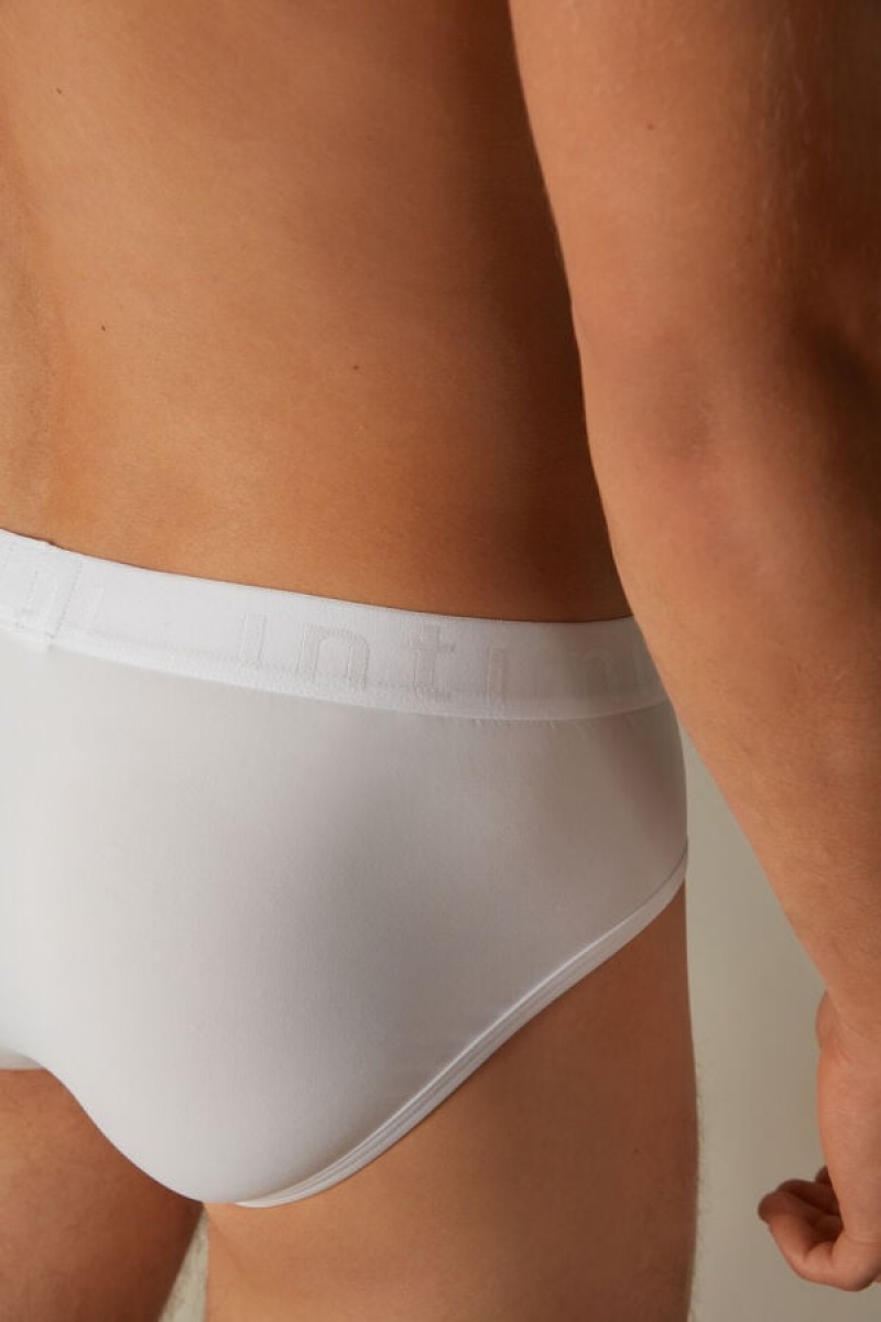 Intimissimi Microfiber with Logo Detail Men's Briefs White | USA 2669FMY