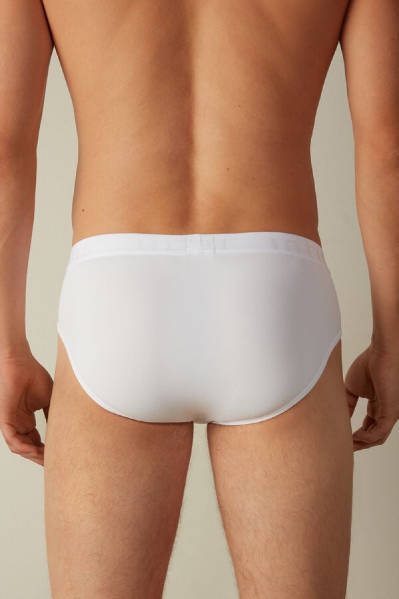 Intimissimi Microfiber with Logo Detail Men's Briefs White | USA 2669FMY