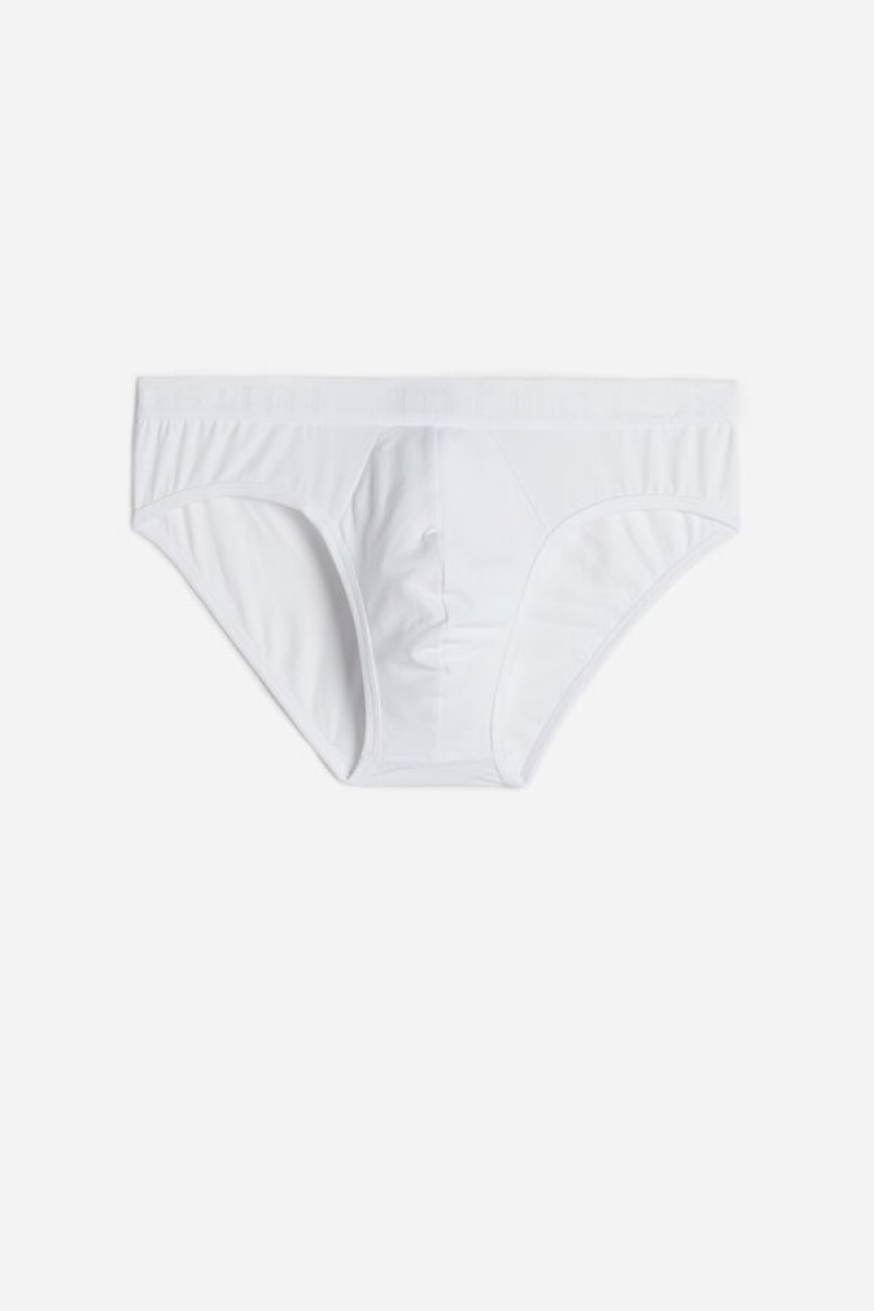 Intimissimi Microfiber with Logo Detail Men's Briefs White | USA 2669FMY